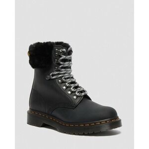 NEW Dr. Martens 1460 Serena Collar Milo Black Streeter‎ Boots womens 6 NIB